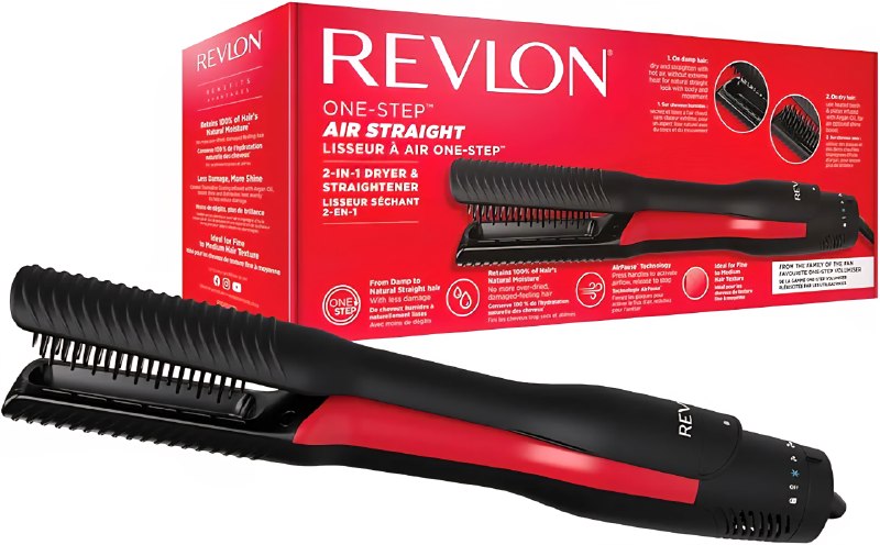 REVLON One-Step Air Straight RVDR5330E – Brosse Lissante & Séchage 2en1