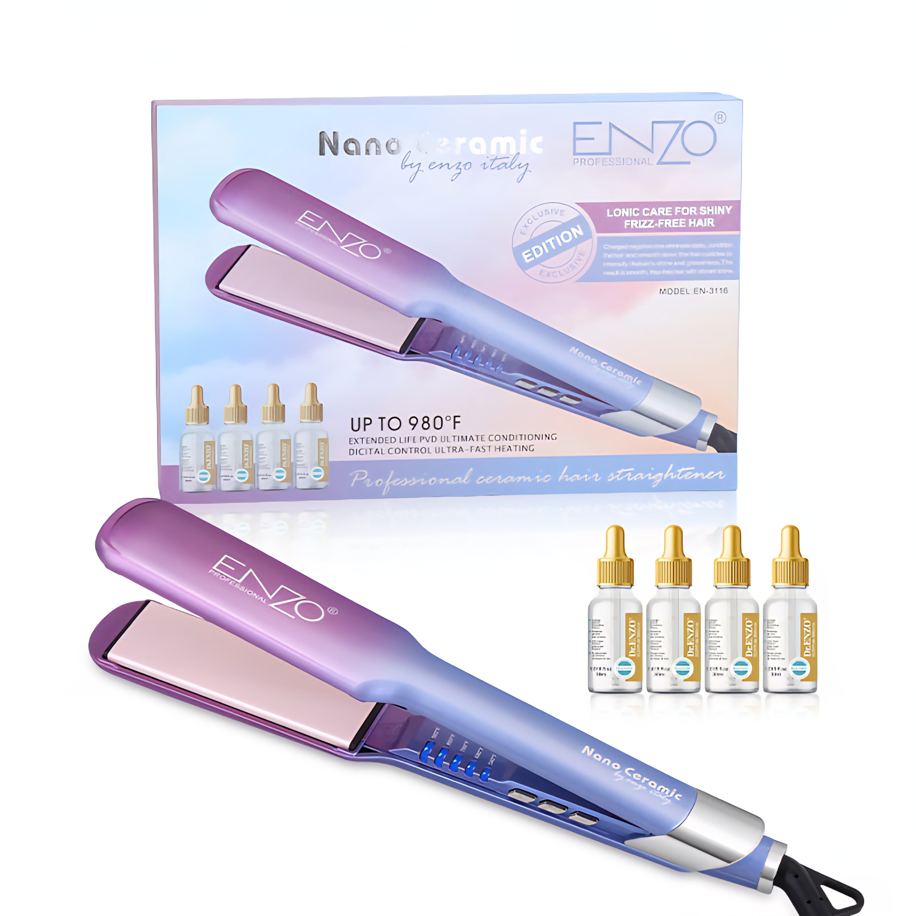 ENZO EN-3116 – Lisseur & Boucleur Pro 980°F | Résultat Salon