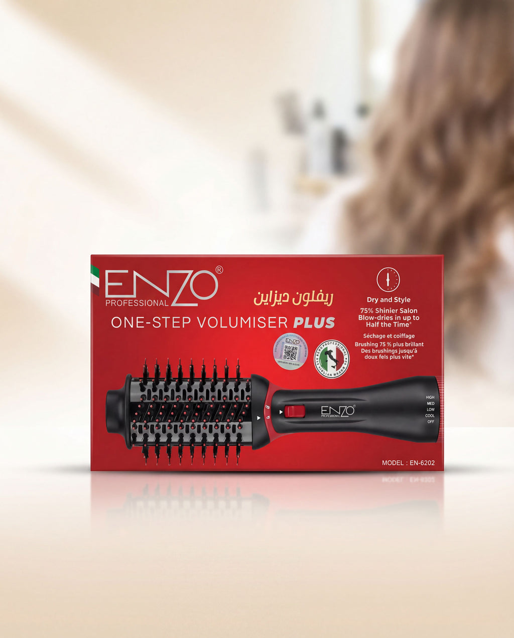 Brosse ENZO EN-6202 | One Step Volumiser Plus – Séchage & Volume – Résultat Salon