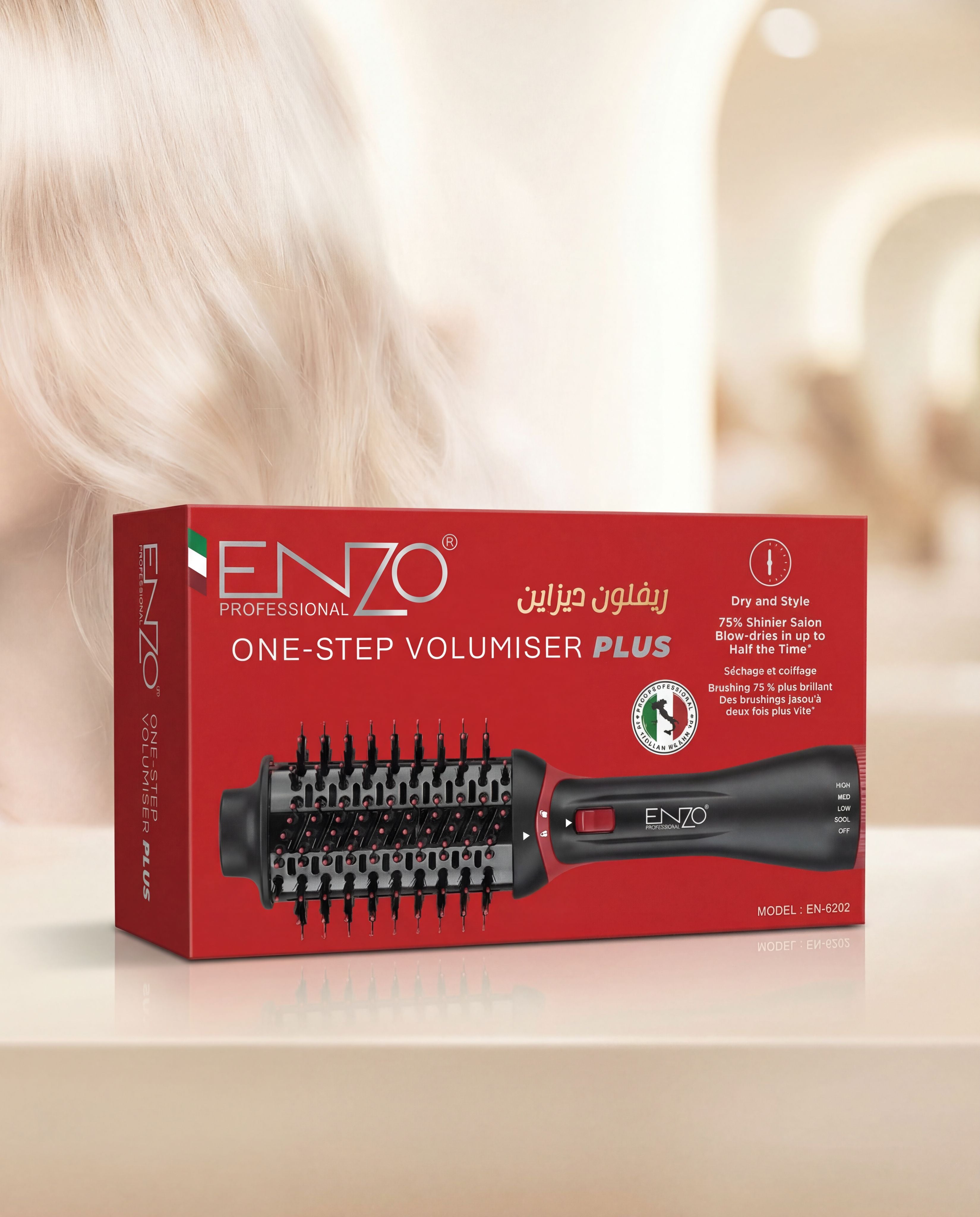 Brosse ENZO EN-6202 | One Step Volumiser Plus – Séchage & Volume – Résultat Salon
